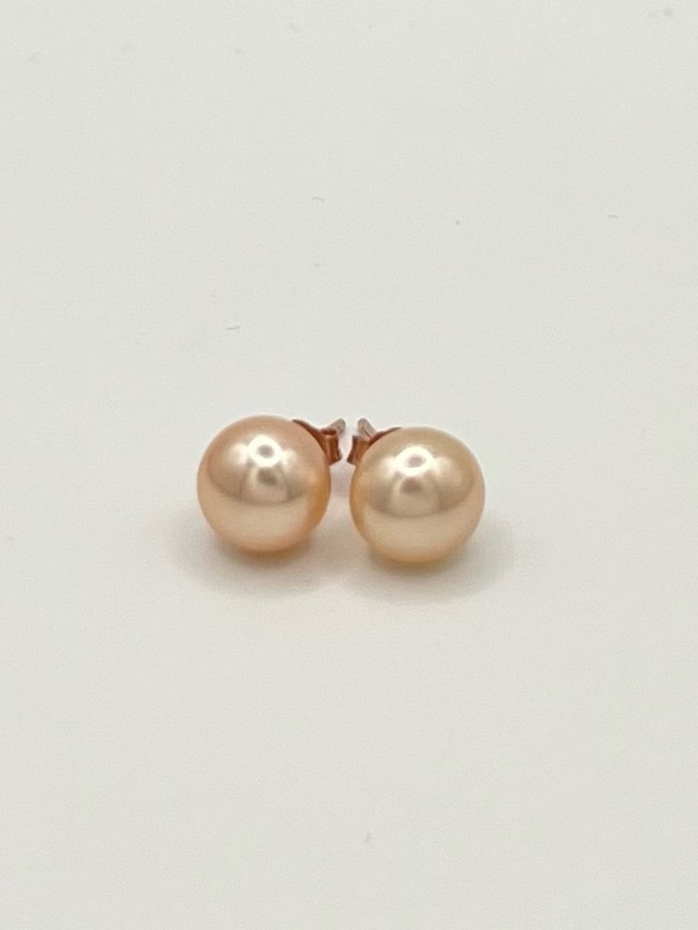 Pink Freshwater Pearl Stud Earrings in Rose Gold over Sterling Silver